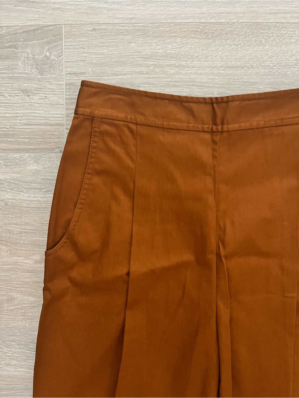 Rebecca Taylor Women's Rust Orange High Rise Cropped Pleated Pant - Size 0 - Picture 2 of 7